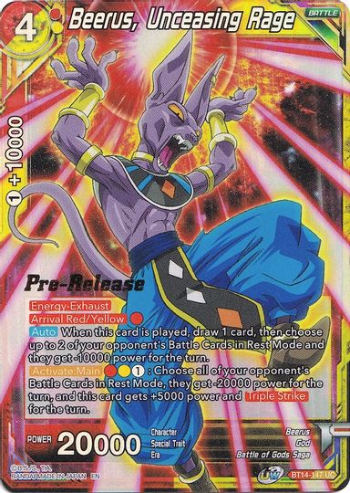 Beerus, Unceasing Rage (BT14-147) [Cross Spirits Prerelease Promos]